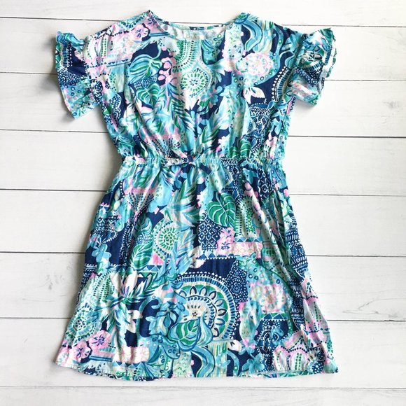 Lilly Pulitzer Other - Lilly Pulitzer Girls Stasia Ruffle Sleeve Dress Lookin Sharp - Size XL (12/14)
